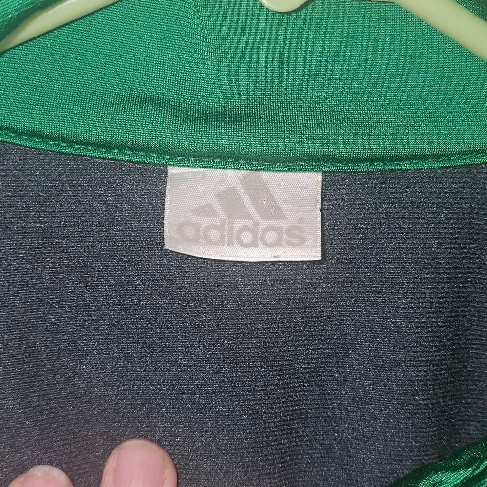 Boys Adidas Gray Green Track Jacket M Zip Up - Picture 2 of 8